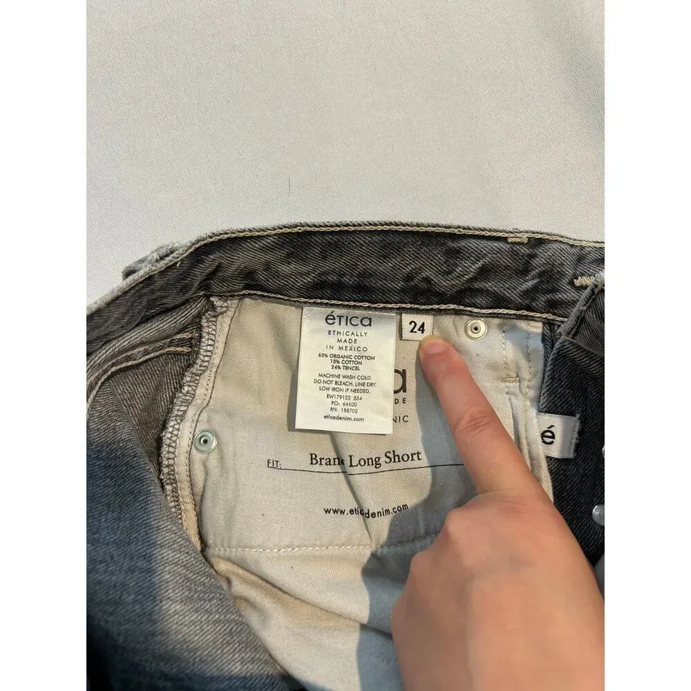 Etica Brandy Long Short Denim Bermuda Gray Quartzsite Size 24